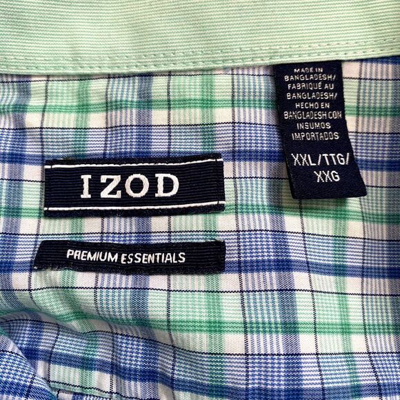 Izod Premium Essentials Plaid Button Down Shirt Blue Teal Size 2XL‎ - Picture 4 of 5